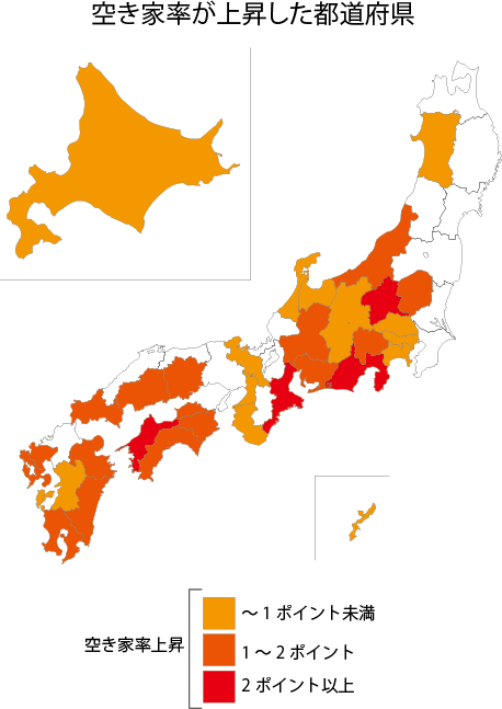 全国都道府県の空き家率の推移